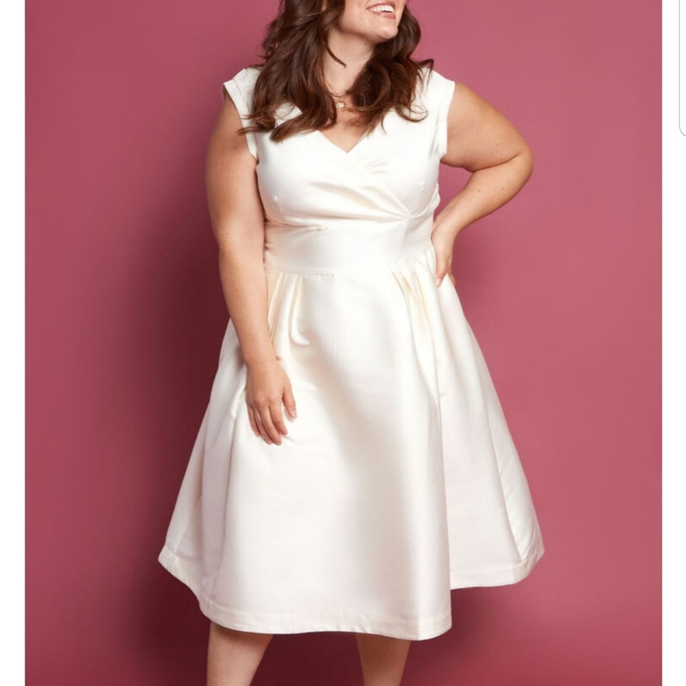 Nwt ivory keener postures aline dress 2x E4